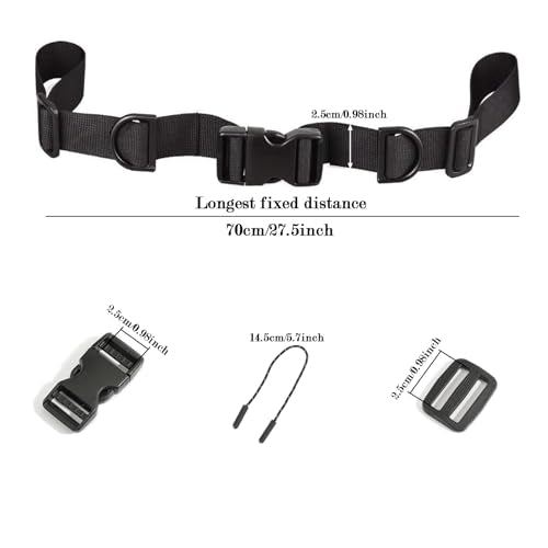 1 Pack Backpack Chest Straps,with 1 Quick Release Buckle,2 Slide Clips 5 Zipper pulls-Black US224