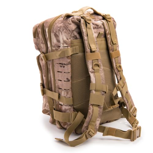 Large Laser-cut MOLLE Backpack with Pistol Retention System, Desert Python, Modular and Lightweight Design for EDC, Range, or Tactical Use - color: Desrt Python