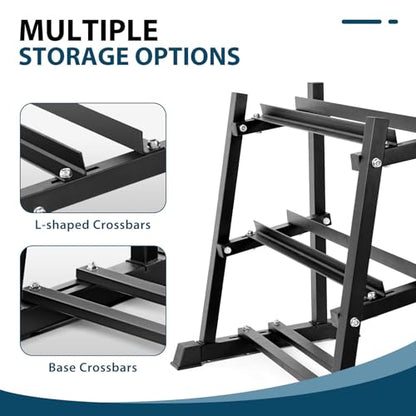 Dumbbell Rack, Bongkim Dumbbell Set with Rack Stand, Dumbbells Weights Rack for Home Gym, Weight Rack for Dumbbells, Kettlebells, and Weight Plates 1100LBS - color: matte black