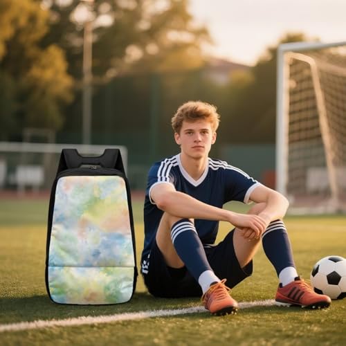 18.5in Basketball Backpack Basketball Bag with Shoe Compartment & Ball Holder, Waterproof Bag for Soccer Volleyball - color: Fresh Green Tie-Dye Print