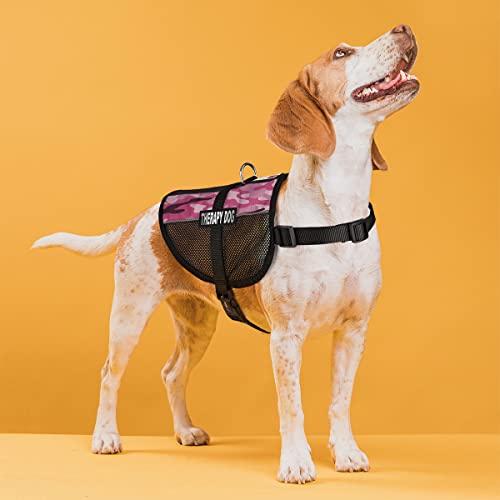 Dogline MaxAire Vest Therapy Dog Removable Patch Adjustable Harness Reflective for Puppies Small Medium and Large Dogs 17 by 21 Inch Girth Pink Camo - color: Pink Camo, size: Girth 17 by 21"