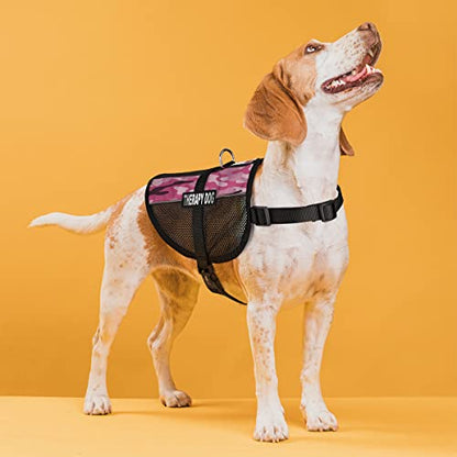 Dogline MaxAire Vest Therapy Dog Removable Patch Adjustable Harness Reflective for Puppies Small Medium and Large Dogs 17 by 21 Inch Girth Pink Camo - color: Pink Camo, size: Girth 17 by 21"