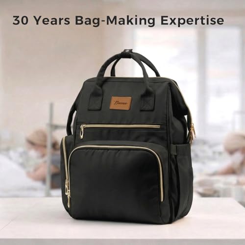Large Diaper Bag for Mom: 27 Liters with Changing pad - Insulated Lightweight Travel Backpack for Organizing Baby Boy & Girl Essentials - Black - color: Black