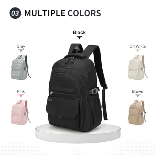 Aesthetic Daypack Backpack, Water-Resistant 15.6" Laptop Backpack for Women and Men, Featuring Touch-Fastener and Anti-Theft Pockets (Black) - color: Black