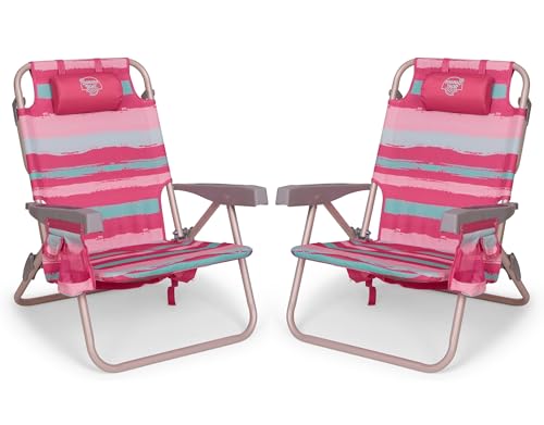 Banana Boat Backpack Beach Chair Lightweight and Portable 5-Position with Lay Flat Outdoor Heavy Duty Tanning Chair, Painter Stripe (2 PK) - color: Painter Stripe (2 Pk)