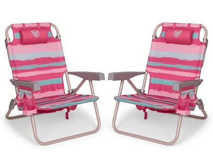 Banana Boat Backpack Beach Chair Lightweight and Portable 5-Position with Lay Flat Outdoor Heavy Duty Tanning Chair, Painter Stripe (2 PK) - color: Painter Stripe (2 Pk)