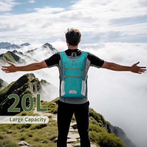 20L Lightweight Hiking Daypack, Foldable Travel Packable Backpack for Men Women for Cycling Camping Outdoor (Green) - color: Green