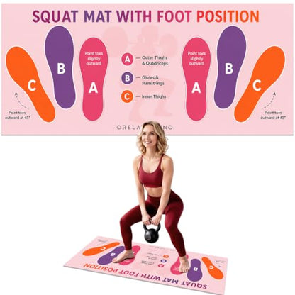 Squat Mat with Foot Position,Non-Slip Workout Mat for Squats & Leg Exercises, Improves Muscle Activation & Knee Support, Home Gym Fitness Mat,30 * 13.8"inch Squat Pad - color: Rose Pink