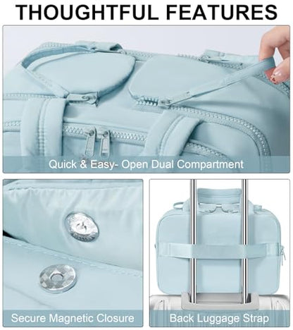 Travel Toiletry Bag, Large Wide-open Puffy Makeup Bag for Women Light Blue - color: Light Blue