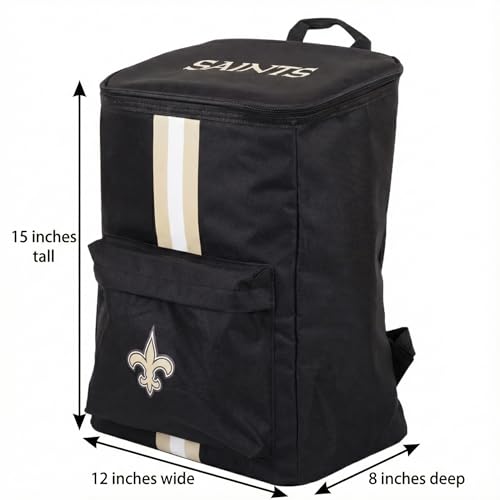 Cooler Backpack – Portable Soft Sided Ice Chest – Insulated Bag Holds 36 Cans - Football Gear – Show Your Team Spirit with Officially Licensed Fan Gear - style: New Orleans Saints