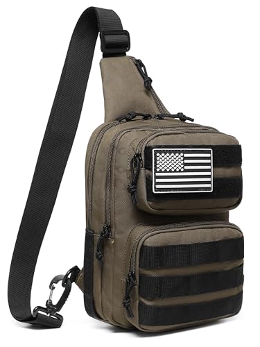 Wotony RFID Blocking Tactical Crossbody Bag for Men - Durable EDC Sling Shoulder Bag with Multi-Pocket Storage (light coffee, Small) - color: Light Coffee, size: Small