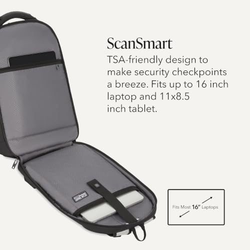 SwissGear Travel Tech Pro Laptop Backpack – Fits Laptops up to 16” – ScanSmart TSA-Friendly Backpack with Multiple Organizer Pockets – Grey Heather - color: Gray Heather, style: Travel Tech Pro