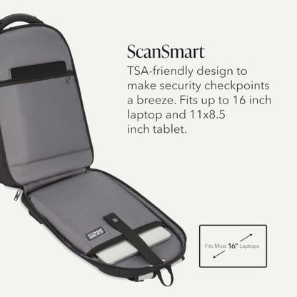 SwissGear Travel Tech Pro Laptop Backpack – Fits Laptops up to 16” – ScanSmart TSA-Friendly Backpack with Multiple Organizer Pockets – Grey Heather - color: Gray Heather, style: Travel Tech Pro