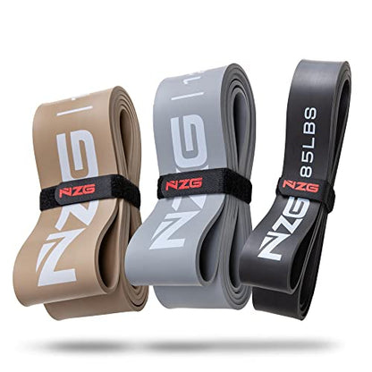 NonZero Gravity 100% Latex-Free Organic Rubber Power Resistance Bands | Compact Durable Hypoallergenic Bands for Strength Training & Workouts | 11 Levels (10 to 140 Lbs) - color: SET2 Mixed 3-Band