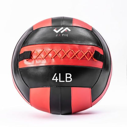 JFit Wall Ball – Premium Soft Weighted Exercise Ball for Strength, Conditioning, Gym & Home Workouts, 4-30 LB - color: Red/Black, style: 4 LB