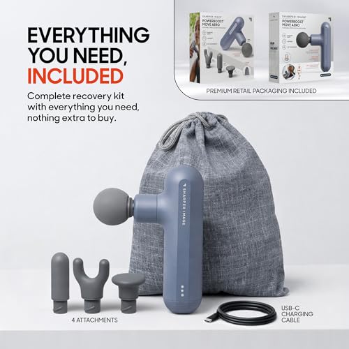 Sharper Image Powerboost Move Aero [New 2026 Version] Mini Deep Tissue Percussion Massage Gun| Muscle Recovery & Pain Relief Massage Tool| Full Body Back & Shoulder Massager| Travel Gift for Men Women - color: Periwinkle