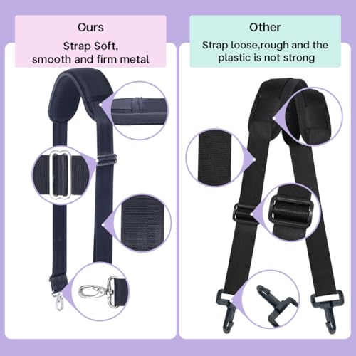 60 Inch Shoulder Strap with Removable Ultra-Thick Pad，Adjustable Buckles and Metal Hooks - color: Black