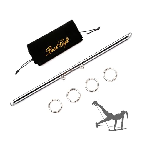 2026 Upgraded Heavy Duty Expandable Spreader Bar – Adjustable PU Straps for Pilates, Yoga - style: Silver+Black