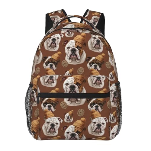 Laptop Backpack Funny English Bulldog Art, Water Resistant Office Commuter Daypack with Inner Pocket for Business and Travel - color: Pattern (742)
