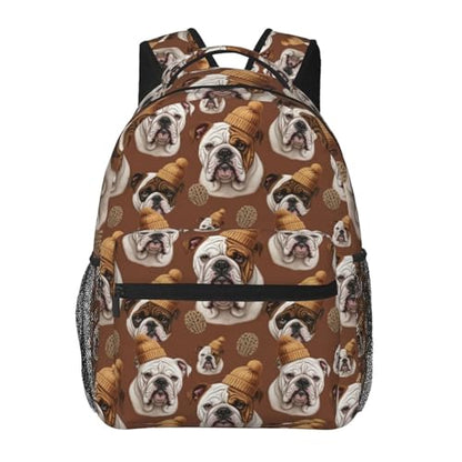 Laptop Backpack Funny English Bulldog Art, Water Resistant Office Commuter Daypack with Inner Pocket for Business and Travel - color: Pattern (742)
