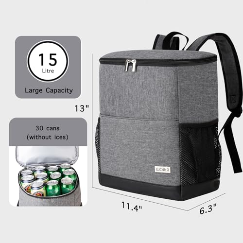 Insulated Cooler Backpack Outdoor - Leak Proof Backpack Cooler 30 Cans, Waterproof Lightweight Cooler Bag for 12h Hot/Cold Retention - Soft Cooler for Travel, Camping, Beach, Lunch - color: Cool-Gray