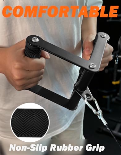 Fitarc Double D Row Handle Cable Attachments for Gym, Non-Slip V Bar Attachment for Home Gym Equipment, T Bar Row Attachment for Back Training, LAT Pulldown Attachments and Cable Machine Attachment - color: Black Tricep Rope & Double D Handle