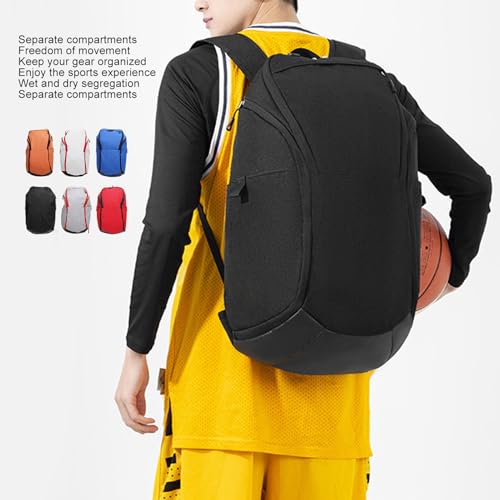 Basketball Backpack, Large Capacity Backpack with Laptop Compartment Dry Segregation Lightweight Sports Backpack for Exercise Ball Compartment - color: Grey White