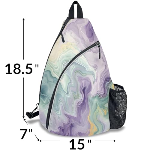 Pickleball Bag for Women Men Adjustable Crossbody Sling Backpack Hold Pickleball Paddle Water Bottle - color: Multicolor 13