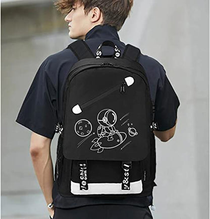 MCWTH School Backpacks for Teen Boys, Luminous School Bag Bookbags for Kids (Space Rocket) - color: Space Rocket
