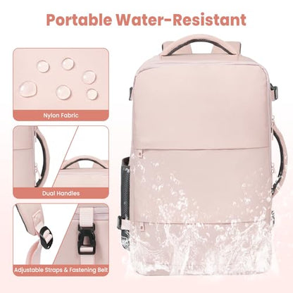 BAGAIL Travel Laptop Backpack, Carry on with USB Port, Luggage Bag for Holiday-Pink - color: Pink