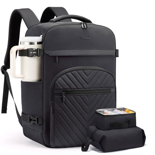 LOVEVOOK 40L Travel Backpack for Women Men, TSA Personal Item Travel Bag Fits 17.3inch Laptop, Waterproof Airline Approved Carry On Luggage With 2 Cubes for Weekender Hiking Business, Dark Grey - color: Dark Grey, size: 40L-3Pcs