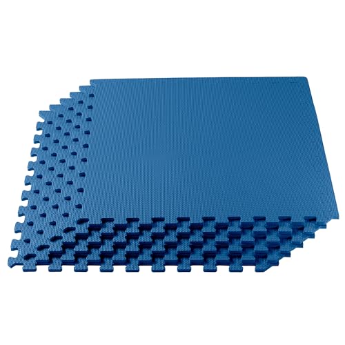 We Sell Mats 1/2 Inch Thickness Multipurpose EVA Foam Floor Tiles, Interlocking Floor Mat for Indoor Gym and Home Use, 24 in x 24 in, Blue, 16 Square Feet (4 Tiles)