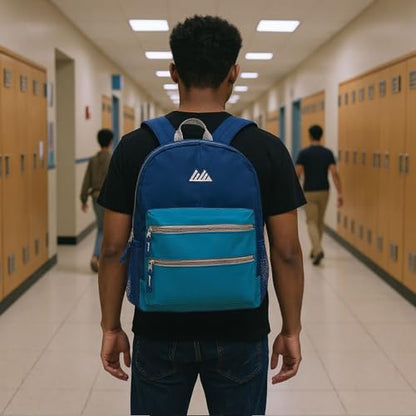 Summit Ridge Colorful Big Backpack for School Kids, Multi Pocket Backpack for Elementary, Middle School Girls, Boys with Padded Straps (Ocean/Blue) - color: Ocean/Blue