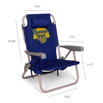 Banana Boat Backpack Beach Chair Lightweight and Portable 5-Position with Lay Flat Outdoor Heavy Duty Tanning Chair, Blue (2 PK) - color: Blue (2 Pk)