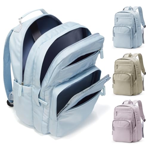Casual Laptop Backpack for Women Work Travel Daypack Bags, Lightweight Waterproof Backpacks with 2 Large Main Compartments, Anti Theft Slim Sturdy Back Pack, 15” Laptop Sleeve, Blue - color: A1-blue