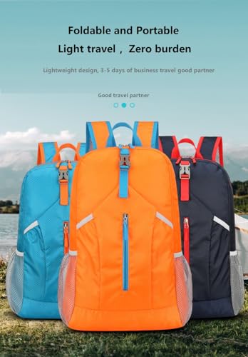 levayhill 25L Foldable Hiking Backpack,Small Packable Daypack, Orange | Lightweight Collapsible Bag,Water Repellent Travel Basic-Daypack,Men Women Camping Cycling Rucksack Outdoor Back Pack - color: Orange