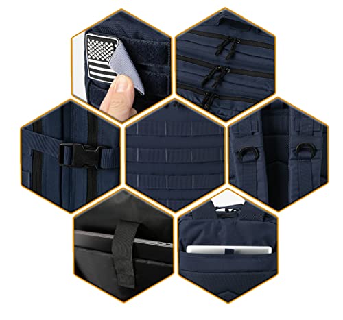 QT&QY 45L Military Tactical Backpacks Molle Army Assault Pack 3 Day Bug Out Bag Hiking Treeking Rucksack… - color: 3.1 Dark Blue