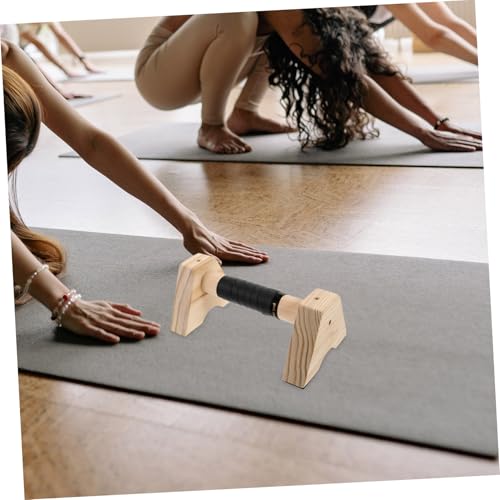 POPETPOP 2pcs Wooden Push- Non- Base Parallettes Bars for Floor Exercise for Handstand Training and Calisthenics Suitable for Men and Women