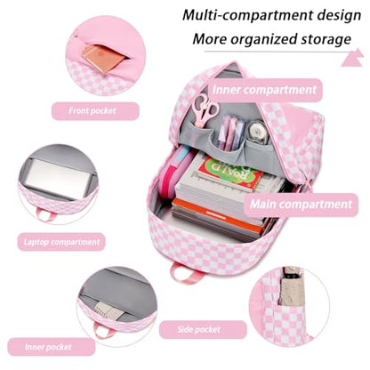 mezhsa Girls School Backpack Elementary Middle Lightning Bookbag Laptop Teenager Waterproof Lightweight 17 Inches (pink) - color: 5-pink