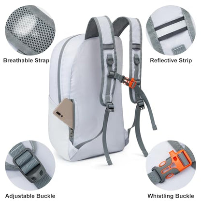 G4Free 24L Lightweight Packable Hiking Backpack Sport Travel Daypack Water Resistant for Women Men - color: White