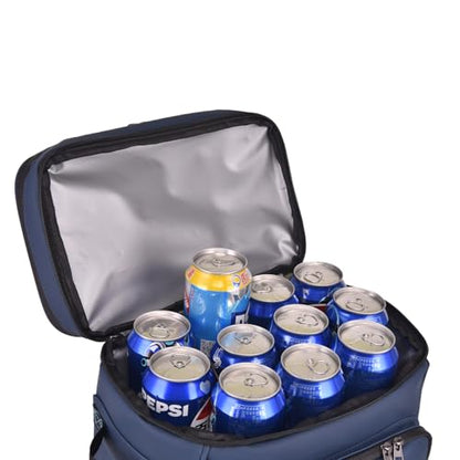 Alphasonik Cooler Backpack 40 Cans Insulated Backpack Cooler for Men & Women, 2 Leak Proof Compartments Coolers Bag for Beach Travel Picnic Hiking BBQ Fishing Outdoor Camping - color: Navy