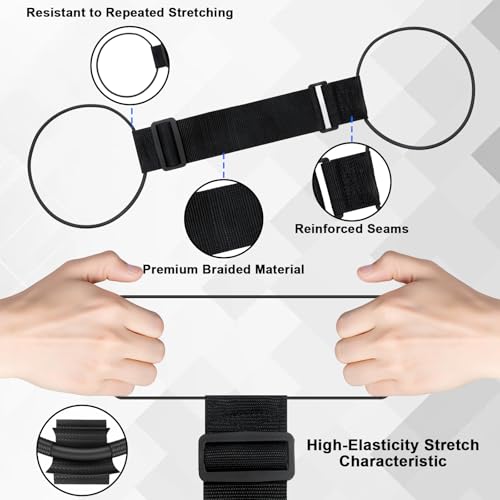 2 Pack Luggage Connector Straps, Adjustable Bungee Elastic Belt, for Attaching Extra Bags Purse to Suitcase Handle, Easy to Travel (Black)