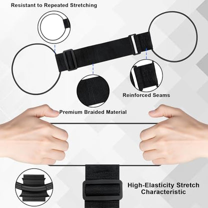 2 Pack Luggage Connector Straps, Adjustable Bungee Elastic Belt, for Attaching Extra Bags Purse to Suitcase Handle, Easy to Travel (Black)
