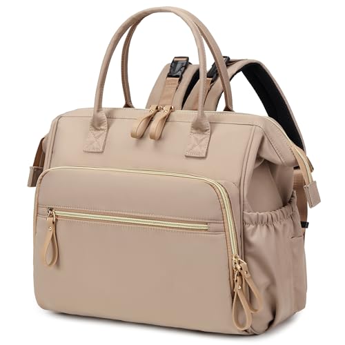 LORADI Large Diaper Bag Tote, Hospital Bag, Baby Shower Essential | 14 Pockets, Convertible, Stroller Clips, 3 Insulated Pockets, Water-resistant, Easy to Clean - color: Mocha, size: Large-20L