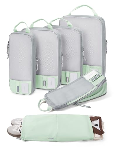 BAGSMART 6 Set /4 Set/2 Set Compression Packing Cubes for Travel, Lightweight Luggage Organizer Bags, Durable Space Saver Bags Travel Essentials - color: Lime Cream, size: Set of 6