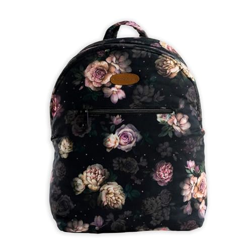 Maison d' Hermine Backpack for Women Men Cotton Shoulder Multipurpose Rucksack with Small Pouch Lightweight Multi Pocket Bag for Travel Work Beach Perfect for Spring Summer (Moody Florals) - color: 04 - Moody Florals