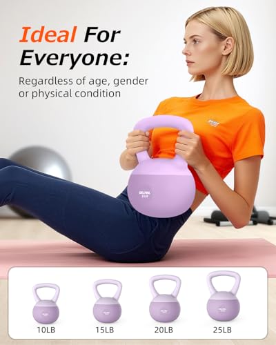 Soft Kettlebell, Safe Strength Training Kettle bell, Cushioned Impact-Resistant Base and Anti-Slip Grip Weight, Kettlebells Set for Home Workouts and Men/Women/Beginners,With Non-slip Gloves - color: Purple