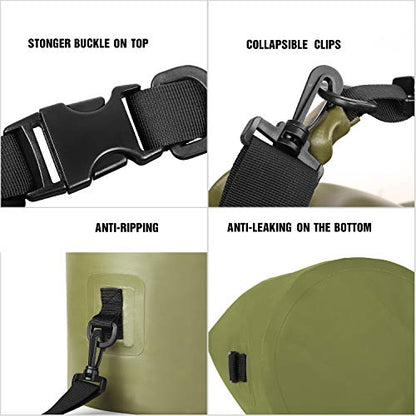 Unigear Dry Bag Waterproof, 2L/5L/10L/20L/30L/40L Floating and Lightweight Bags for Kayaking, Boating, Fishing, Swimming and Camping with Waterproof Phone Case - color: Army Green, size: 5L