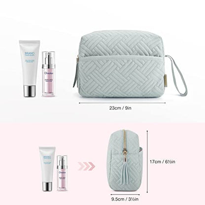 BAGSMART Makeup Bag, Cosmetic Bag for Purse,Travel Make Up Pouch,Water-resistant Toiletry Bag Elegant Roomy, Makeup Accessories Organizer, Light Blue - color: Ⅳ-Light Blue