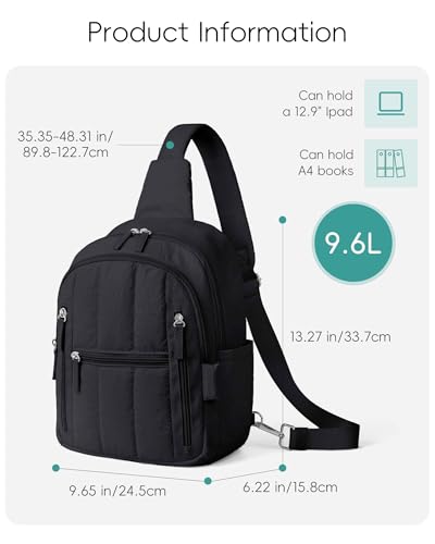 HomemeDiary Large Sling Bag for Women, Puffer Crossbody Bag Purses Sling Backpack, RFID Fanny Packs for Travel Daily Hiking - color: Black
